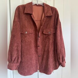 Chic Ladies Rust Lightweight Corduroy Shacket. Lg.